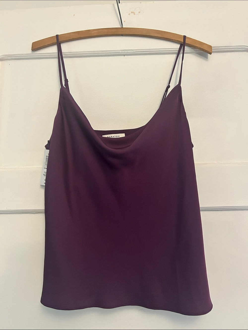Babaton Deep Plum Satin Cowl-Neck Camisole
